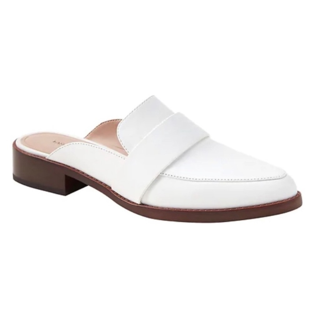 Banana Republic White Leather Mules
